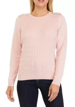 Brand new ⭐ Kim Rogers® Petite Long Sleeve Cable Knit Crew Neck Sweater ⌛ -Kim Rogers® Shop Belk 147