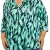 Best Sale 🧨 Kim Rogers® Plus Size 3/4 Sleeve Printed Henley 👚 Shirt 🌟 -Kim Rogers® Shop Belk 1500