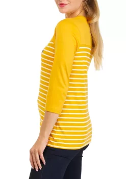 Wholesale 🔥 Kim Rogers® Petite 3/4 Sleeve Crew Neck Graphic Yoke T-Shirt 🧨 -Kim Rogers® Shop Belk 1520