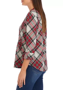 Wholesale 🛒 Kim Rogers® Petite 3/4 Sleeve Henley Hacci Top 😍 -Kim Rogers® Shop Belk 1546