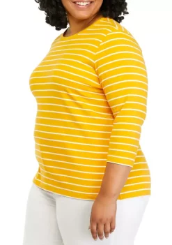 Best Sale 💯 Kim Rogers® Plus Size 3/4 Sleeve Crew Neck Top 😉 -Kim Rogers® Shop Belk 1550