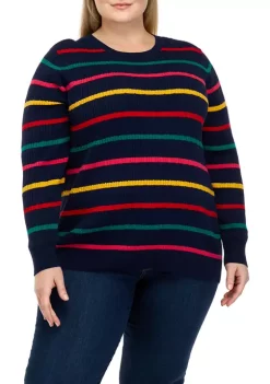 Brand new ⭐ Kim Rogers® Plus Size Cable Crew Neck Striped Sweater ⌛