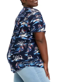 Deals 🔥 Kim Rogers® Plus Size Henley Scenic Top 👍 -Kim Rogers® Shop Belk 1574