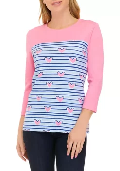 Budget 🔔 Kim Rogers® Petite 3/4 Sleeve Graphic T-Shirt 🥰