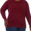 Outlet 🛒 Kim Rogers® Plus Size Long Sleeve Cable Crew Neck Sweater 🎉 -Kim Rogers® Shop Belk 1599