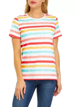 Deals 😀 Kim Rogers® 👩 Women's Short Sleeve Striped T-Shirt 🔔 -Kim Rogers® Shop Belk 1612