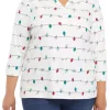 Coupon 🛒 Kim Rogers® Plus Size Henley Print Top 🛒 -Kim Rogers® Shop Belk 1620