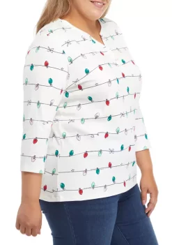 Coupon 🛒 Kim Rogers® Plus Size Henley Print Top 🛒 -Kim Rogers® Shop Belk 1622