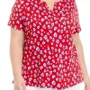 Best deal 🎁 Kim Rogers® Plus Size Short Sleeve Split Neck Floral Print Top 🛒 -Kim Rogers® Shop Belk 1635