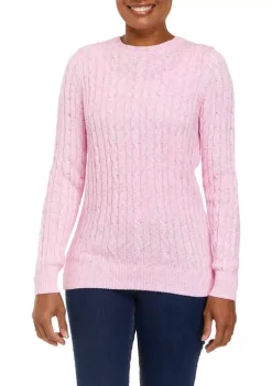 Best deal 🥰 Kim Rogers® 👩 Women's Long Sleeve Cable Crew Neck Space Dye Sweater 👍 -Kim Rogers® Shop Belk 1648