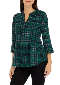 Discount 😉 Kim Rogers® 👩 Women's 3/4 Sleeve Henley Hacci Top 🌟