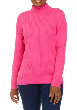 Deals 😀 Kim Rogers® 👩 Women's Long Sleeve Turtleneck Cable Knit Sweater 🧨 -Kim Rogers® Shop Belk 1653
