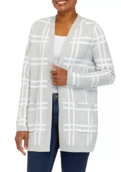 Budget 😀 Kim Rogers® 👩 Women's Long Sleeve Jacquard Cardigan 🌟 -Kim Rogers® Shop Belk 1658