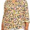 Wholesale 🔥 Kim Rogers® Plus Size 3/4 Sleeve Petal Dot Print 👚 Shirt 😍