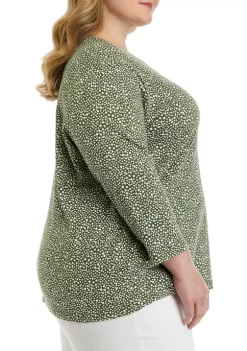 Buy 👏 Kim Rogers® Plus Size 3/4 Sleeve Printed 👕 Shirt 🧨 -Kim Rogers® Shop Belk 177