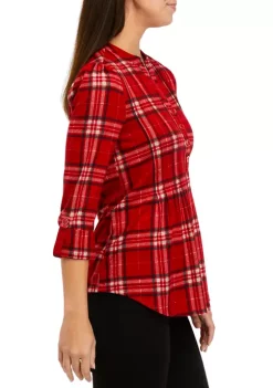 Best deal 🎁 Kim Rogers® Petite 3/4 Sleeve Henley Hacci Top 🎉 -Kim Rogers® Shop Belk 1782