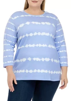Buy 👏 Kim Rogers® Plus Size 3/4 Sleeve Printed 👕 Shirt 🧨 -Kim Rogers® Shop Belk 180