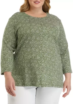Buy 👏 Kim Rogers® Plus Size 3/4 Sleeve Printed 👕 Shirt 🧨 -Kim Rogers® Shop Belk 182