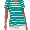 Buy 😀 Kim Rogers® 👩 Women's Short Sleeve Striped V-Neck T-Shirt ✨