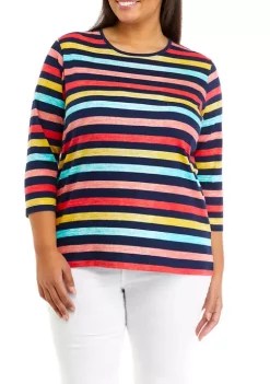 Buy 👏 Kim Rogers® Plus Size 3/4 Sleeve Printed 👕 Shirt 🧨 -Kim Rogers® Shop Belk 183