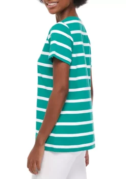 Buy 😀 Kim Rogers® 👩 Women's Short Sleeve Striped V-Neck T-Shirt ✨ -Kim Rogers® Shop Belk 1831