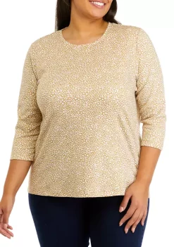 Buy 👏 Kim Rogers® Plus Size 3/4 Sleeve Printed 👕 Shirt 🧨 -Kim Rogers® Shop Belk 184