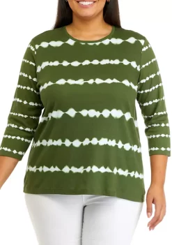 Buy 👏 Kim Rogers® Plus Size 3/4 Sleeve Printed 👕 Shirt 🧨 -Kim Rogers® Shop Belk 185