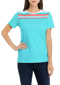 Promo 👍 Kim Rogers® 👩 Women's Short Sleeve Crew Neck Placement Print Top 🔥