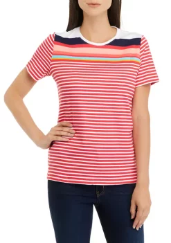 Promo 👍 Kim Rogers® 👩 Women's Short Sleeve Crew Neck Placement Print Top 🔥 -Kim Rogers® Shop Belk 1857