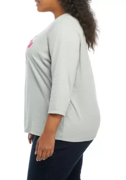 Wholesale 🥰 Kim Rogers® Plus Size 3/4 Sleeve Placed Graphic T-Shirt 😀 -Kim Rogers® Shop Belk 1924