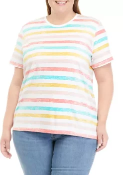 Wholesale 👍 Kim Rogers® Plus Size Crew Print T-Shirt ❤️