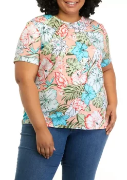 Wholesale 👍 Kim Rogers® Plus Size Crew Print T-Shirt ❤️ -Kim Rogers® Shop Belk 1969