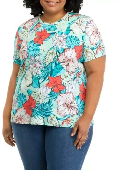 Wholesale 👍 Kim Rogers® Plus Size Crew Print T-Shirt ❤️ -Kim Rogers® Shop Belk 1970