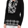 Best deal 😀 Kim Rogers® Petite Long Sleeve Sweater with Printed Scarf ⌛ -Kim Rogers® Shop Belk 199