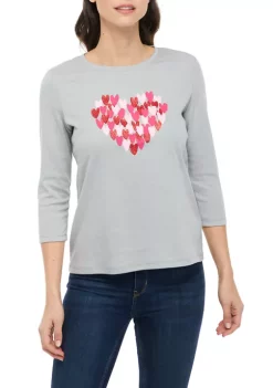 Promo ⌛ Kim Rogers® Petite 3/4 Sleeve Pickup Truck 🎄 Christmas Graphic T-Shirt 🔔 -Kim Rogers® Shop Belk 1993