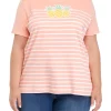 New 👏 Kim Rogers® Plus Size Short Sleeve Crew Neck Graphic T-Shirt 🎁