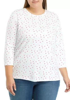 Budget 🌟 Kim Rogers® Plus Size 3/4 Sleeve Printed V-Neck T-Shirt ✨ -Kim Rogers® Shop Belk 2038