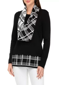 Best deal 😀 Kim Rogers® Petite Long Sleeve Sweater with Printed Scarf ⌛ -Kim Rogers® Shop Belk 205