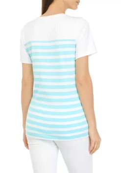 Coupon ✔️ Kim Rogers® 👩 Women's Short Sleeve Yoke Graphic T-Shirt 🔥 -Kim Rogers® Shop Belk 2146