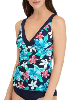Best reviews of 🤩 Kim Rogers® Tropical Flower Double Ruffle V-Neck Tankini Swim Top 🔔 -Kim Rogers® Shop Belk 2152