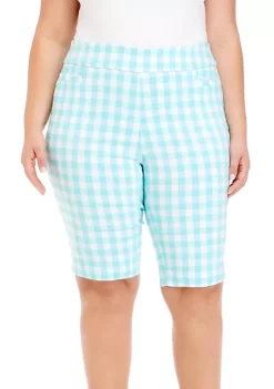 Cheap ✔️ Kim Rogers® Plus Size Checkered Bermuda Shorts ✨