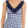 Cheapest 😉 Kim Rogers® Gingham V-Neck Ruffle Tankini Swim Top ⌛