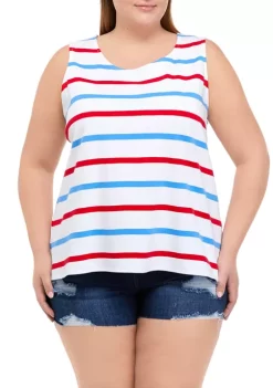 Top 10 🔔 Kim Rogers® Plus Size Americana Stripe Tank 😉 -Kim Rogers® Shop Belk 2221