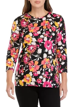 Budget 😍 Kim Rogers® 👩 Women's 3/4 Sleeve Printed Top 😀 -Kim Rogers® Shop Belk 223
