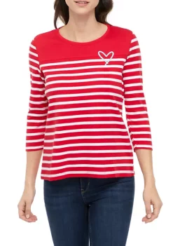 Top 10 🛒 Kim Rogers® Petite 3/4 Sleeve Color Block Stripe T-Shirt ⌛ -Kim Rogers® Shop Belk 2233