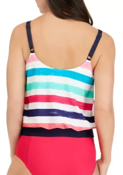 Best Pirce 🥰 Kim Rogers® Sketchy Stripe Blouson Tankini Swim Top 😀 -Kim Rogers® Shop Belk 2240