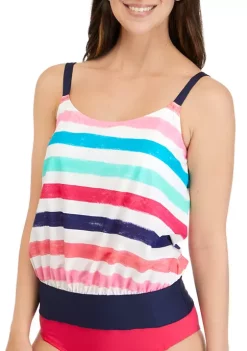 Best Pirce 🥰 Kim Rogers® Sketchy Stripe Blouson Tankini Swim Top 😀 -Kim Rogers® Shop Belk 2242