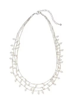 Promo 😉 Kim Rogers® Silver Tone Pearl 16" L + 3" Drop Illusion Necklace ⭐