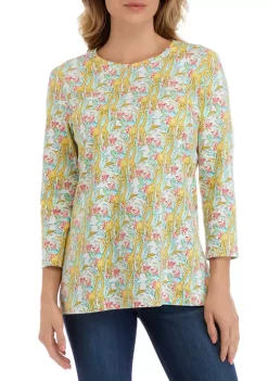 Budget 😍 Kim Rogers® 👩 Women's 3/4 Sleeve Printed Top 😀 -Kim Rogers® Shop Belk 227