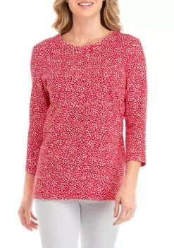 Budget 😍 Kim Rogers® 👩 Women's 3/4 Sleeve Printed Top 😀 -Kim Rogers® Shop Belk 228